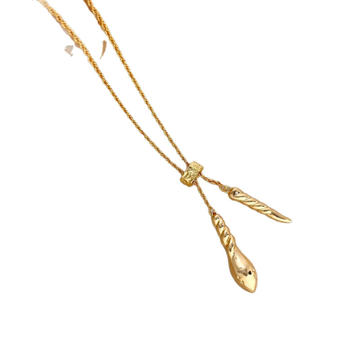 Wholesale Gold long drawable twisted necklace accessory, light luxury, niche, high-end, temperament pendant, sweater chain