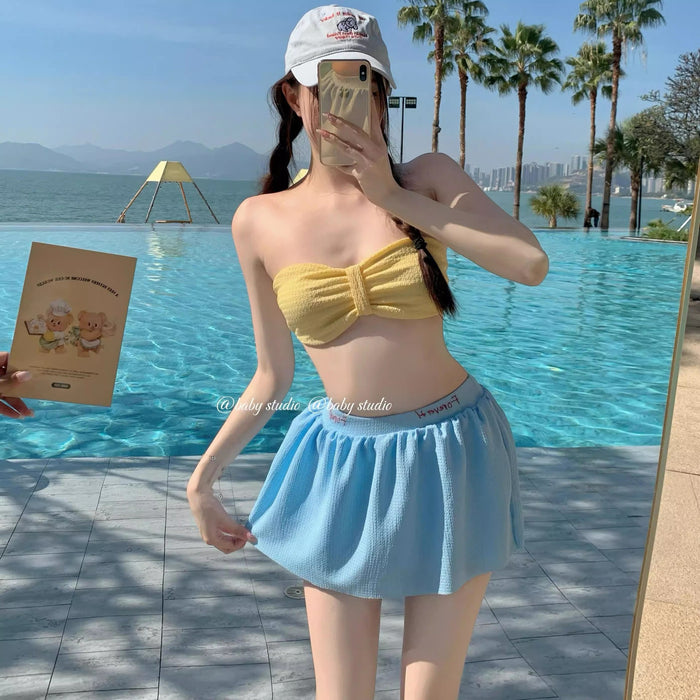 Wholesale Holiday bikini covered three piece girls' split swimsuit