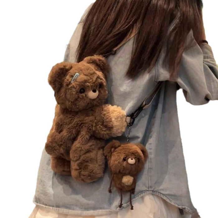 Wholesale  love bear lie prone bag plush cartoon doll shoulder bag female birthday gift girl bag