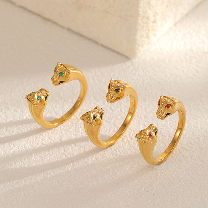 Wholesale Ring made of titanium steel that does not fade, inlaid with diamonds, open mouth ring, niche, light luxury, women's fashion ring wholesale