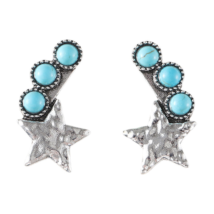 Wholesale Retro Star Lightning Turquoise Earrings