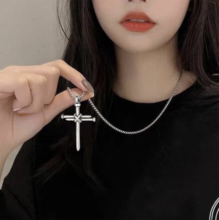 Wholesale Personalized nail cross titanium steel necklace street pendant accessory