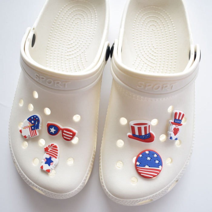 Wholesale Random 100PCS PVC American Independence Day Cartoon Crocs Accessories JDC-SC-JXQ015