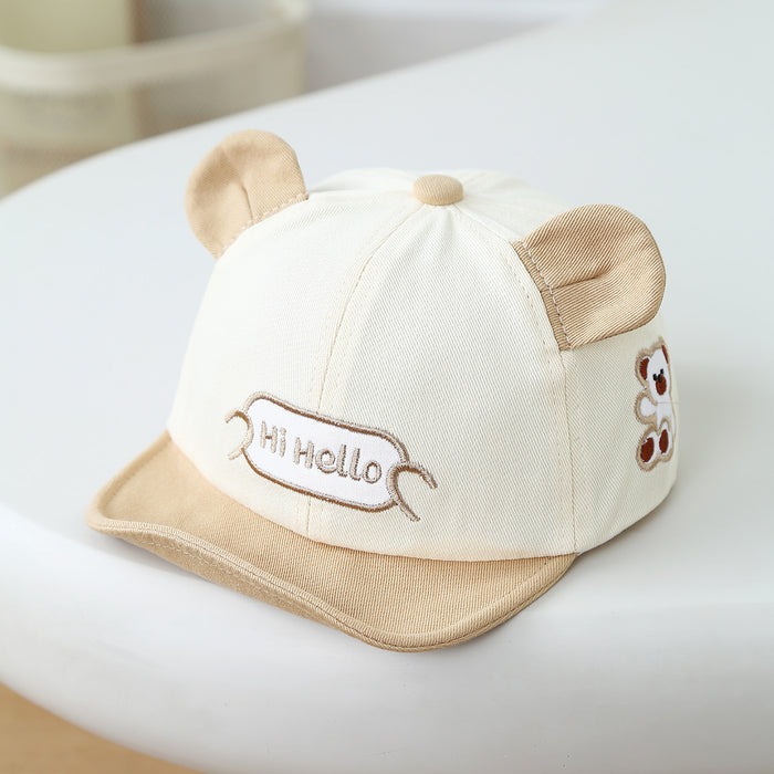 Wholesale Cute Red Letter Bear Baby Baseball Cap Soft Brim Sun Hat For Toddler Boys Girls