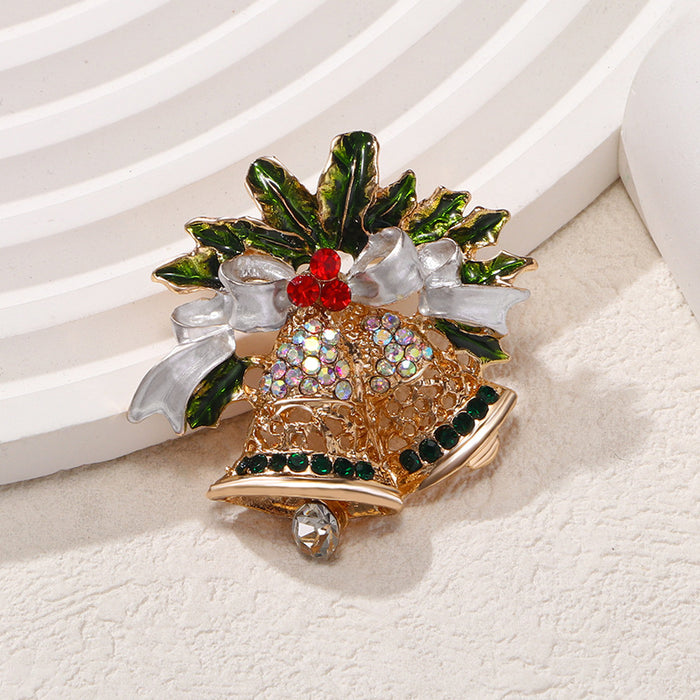 Wholesale Christmas Bells Brooch Pin Zinc Alloy Chic Decorative Accessory Holiday Gift Idea For Party And Boutique Resale