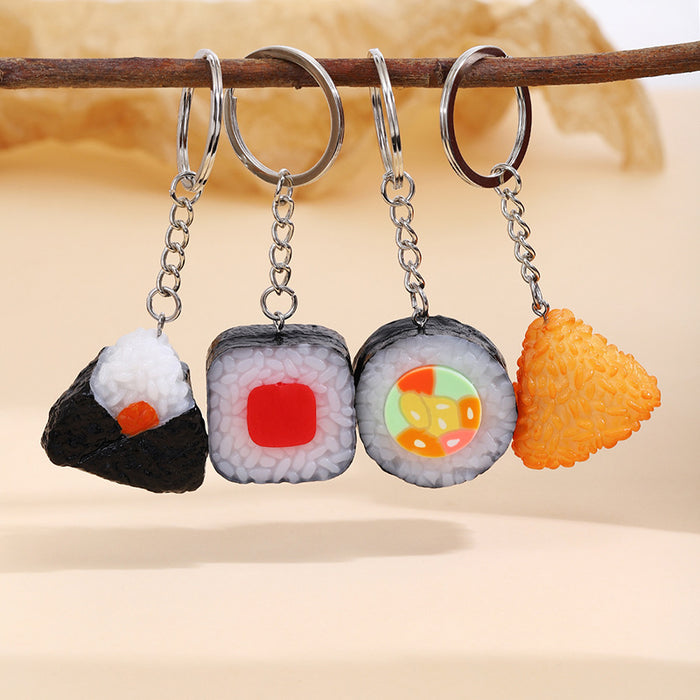 Wholesale Novelty Onigiri Sushi Keychain PVC Bag Charm Gift MOQ≥2