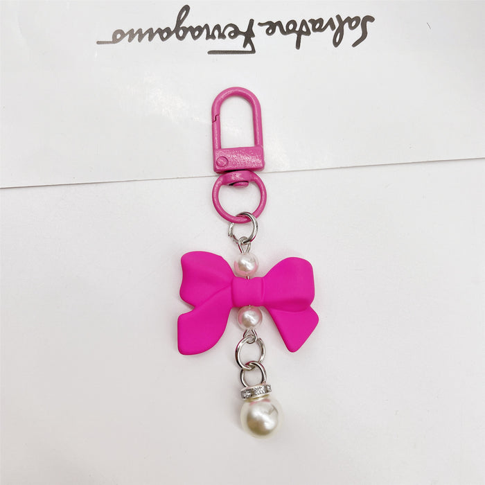 Wholesale Soft Touch Lacquer Bow Keychain Mixed Color Plastic Bag Charm MOQ≥2