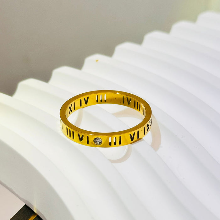 Wholesale Trendy and fashionable student's fresh titanium steel ring, ladies' non fading Roman numeral ring