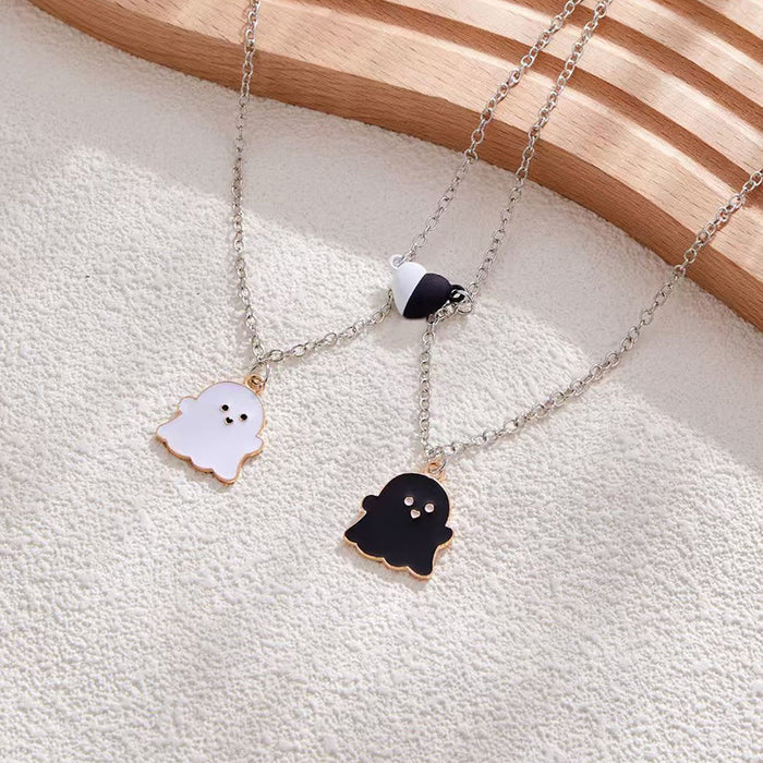 Wholesale Black and White Ghost Cartoon Necklace jewelry Magnetic Necklace