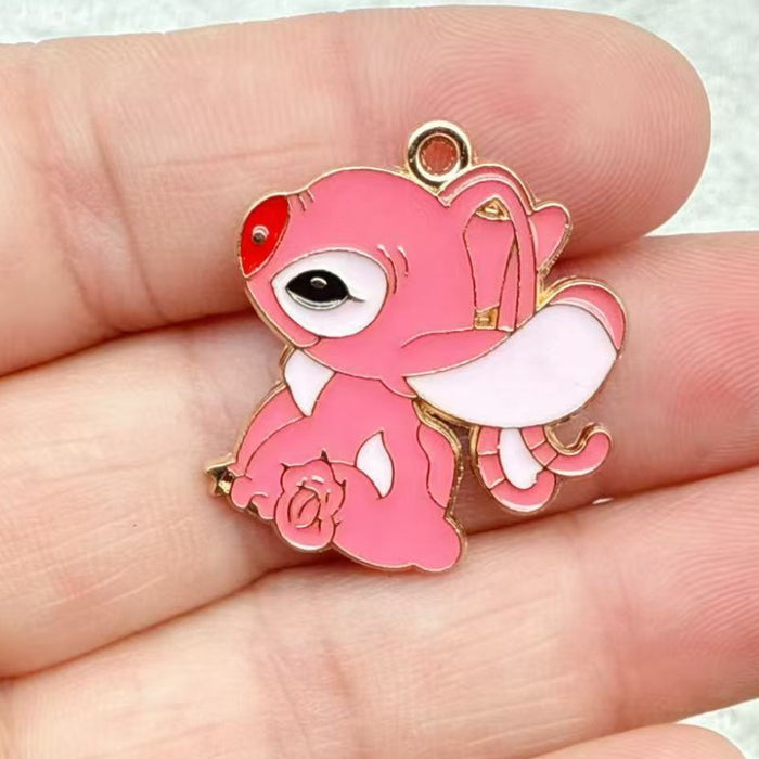 Wholesale 10pcs Cartoon Couple DIY Jewelry Accessories Alloy Enamel Pendant Keychain Earrings