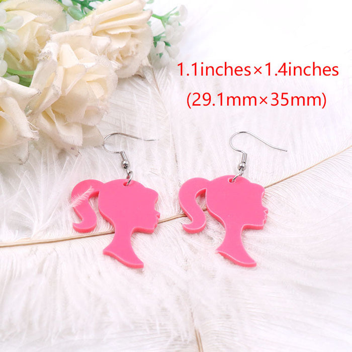 Wholesale Pink Female Red English Alphabet Two-color Acrylic Earrings JDC-ES-XiaoY001