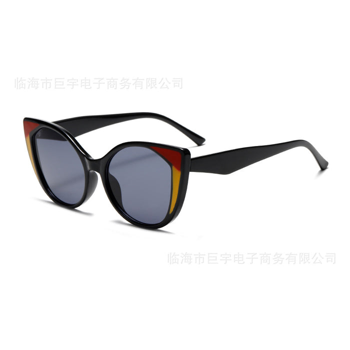 Wholesale Color block decoration square cat eye sunglasses modern retro sunglasses personality