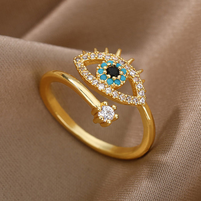 Wholesale Niche design  Evil Eye Open Heart Ring