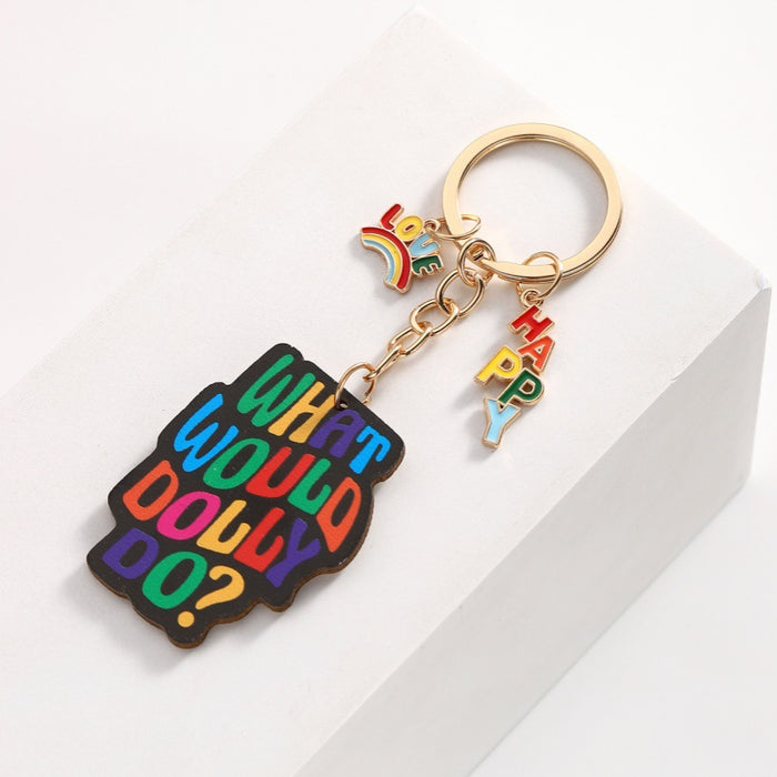 Wholesale Wooden BEKIND Letter Keychain JDC-KC-RongRui033