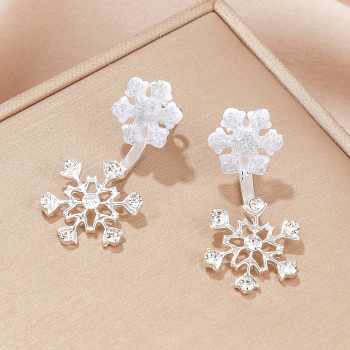 Wholesale Christmas element earrings female red and green color matching  snowflake creative Christmas earrings