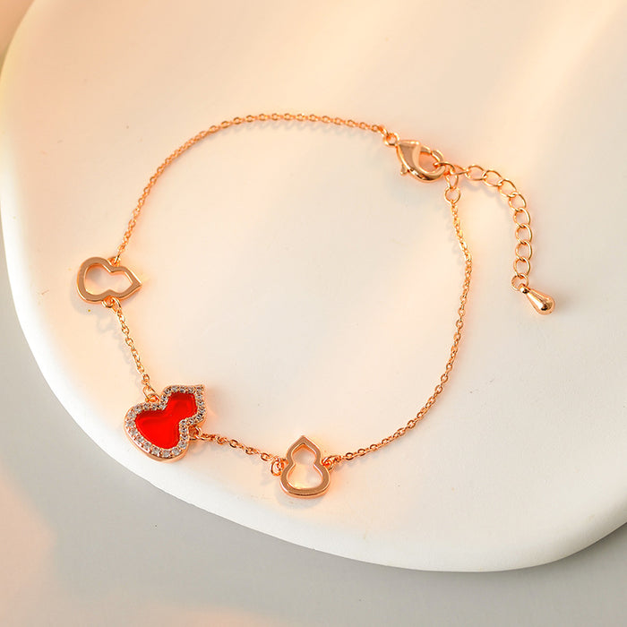 Wholesale Necklace, women's rose gold, white clam mother pendant, red agate collarbone chain, versatile accessory with temperament