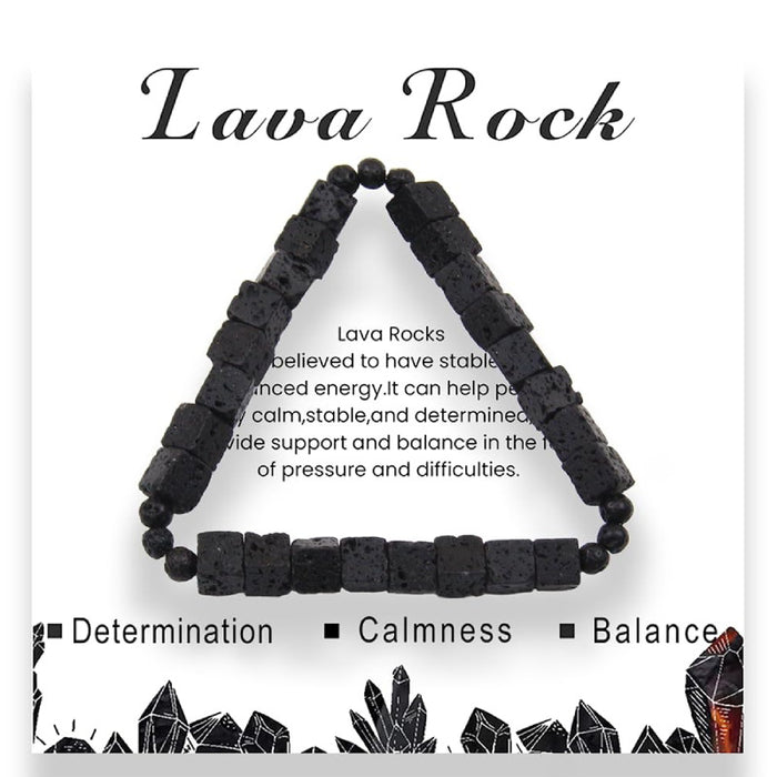 Wholesale Square Natural Stone Bracelet 6mm Powder Crystal Malachite Square Beaded Bracelet Volcanic Stone Tiger Eye Elastic Bracelet