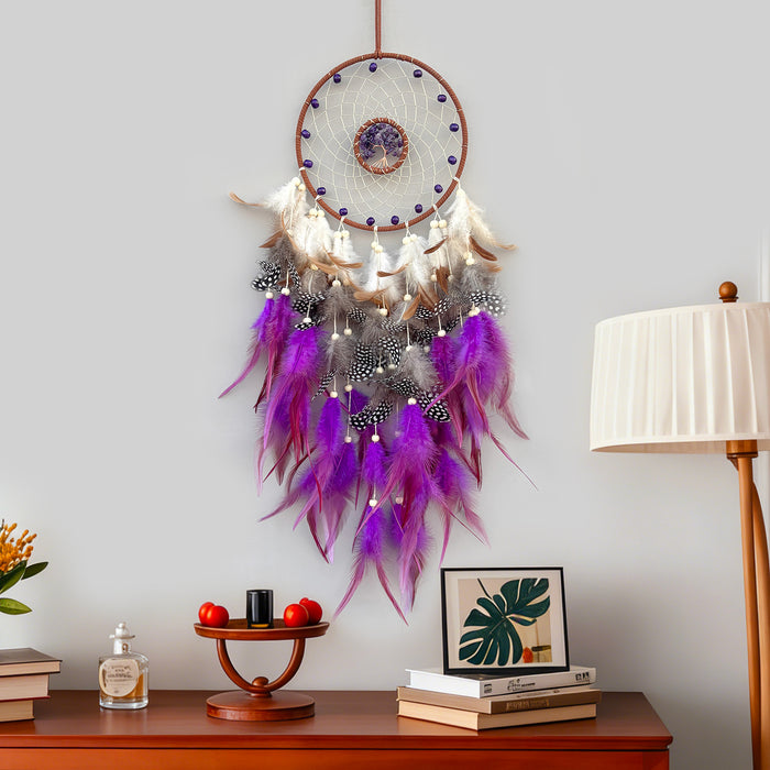 Wholesale Crystal Feather Dreamcatcher Handmade Tree of Life Room Decor MOQ≥2