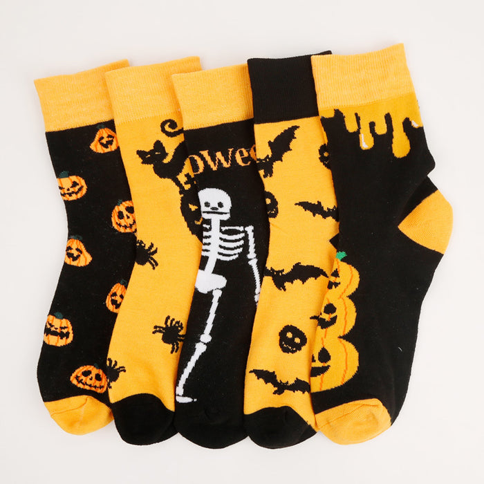Wholesale Halloween large size Christmas pumpkin witch funny men' s long socks mid-tube casual socks women