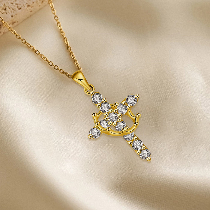 Wholesale Crown cross necklace, light luxury, niche, high-end accessories