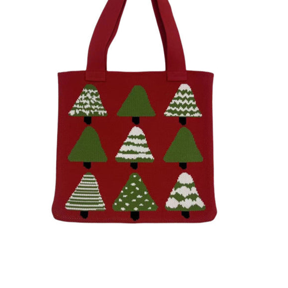 Wholesale Creative Cartoon Christmas Tree Woven Bag Shopping Knitted Bag