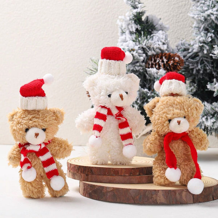 Wholesale Plush Bear Cloth Keychain with Green f and Peaked Hat for Christmas Gift Boutique MOQ≥2