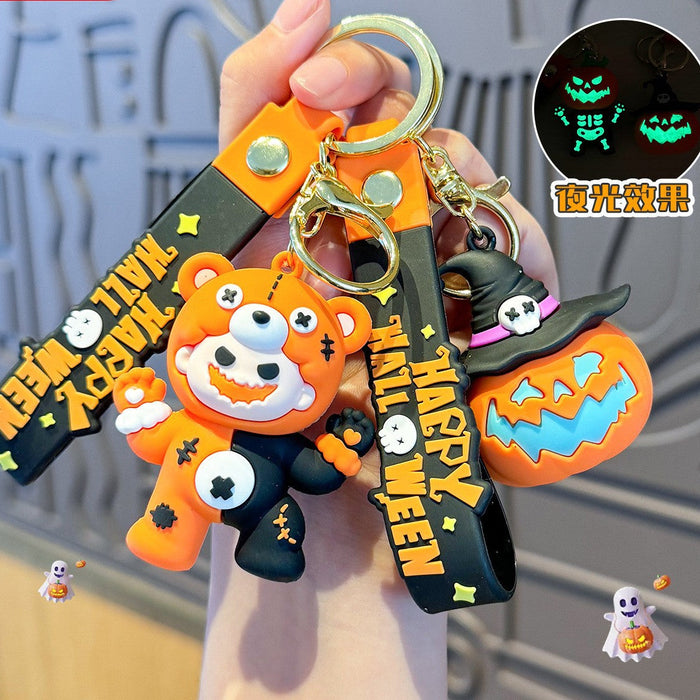 Wholesale Fun Glowing Pumpkin  Keychain PVC Car Key Accessory Gift MOQ≥2