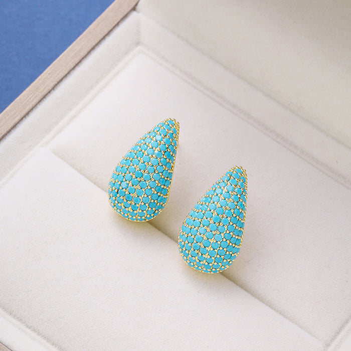 Wholesale Alloy Micro-inlaid Diamond Water Drop Earrings JDC-ES-ZhuoM001