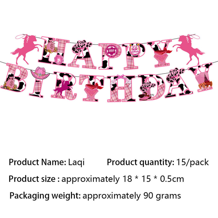 Wholesale Western Cowgirl Theme Birthday Party Decoration Paper Tray Paper Cup Tablecloth Disposable Tableware suit