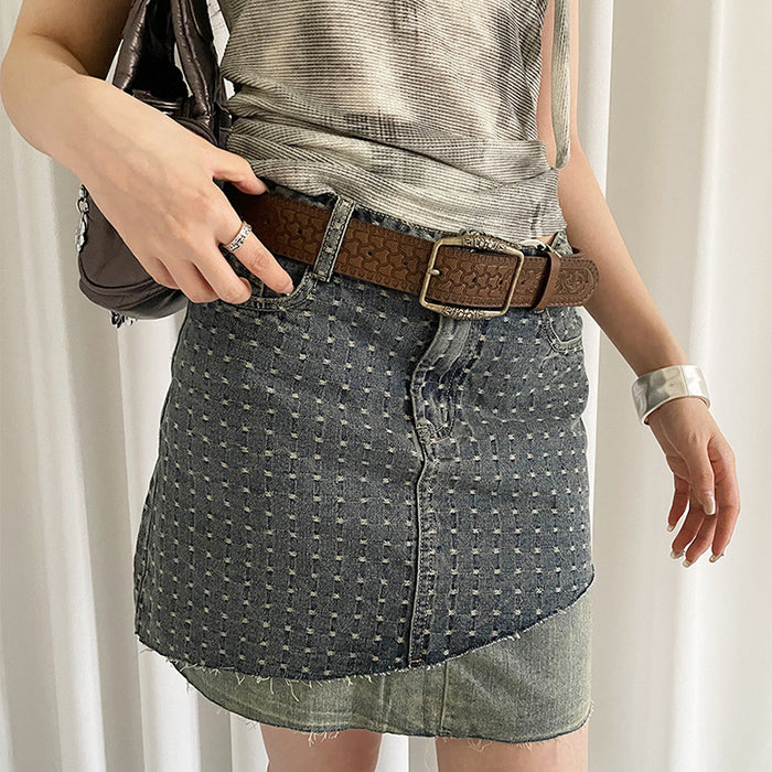 Wholesale Stylish PU Leather Embossed Retro Y2K Women S Belt Boho Chic Waist Accessory