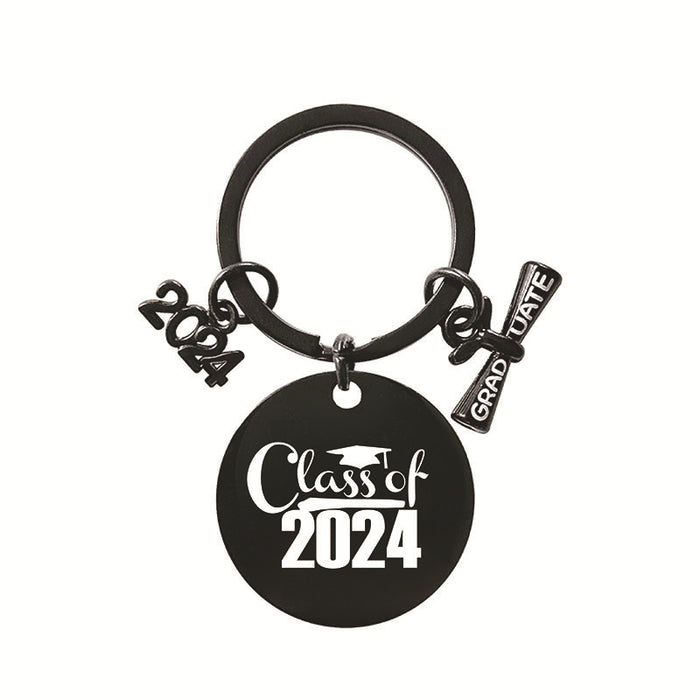 Wholesale Graduation Season Gift Round Stainless Steel Keychain JDC-KC-GangGu049