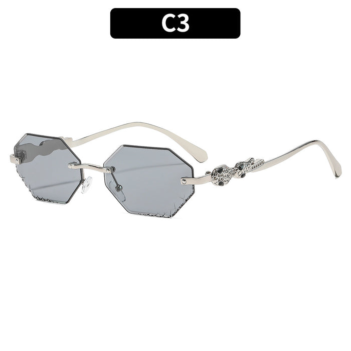 Wholesale Gold Rimless Octagonal Women' s Sunglasses - Fashion Accessory for Sun Protection and Daily Wear