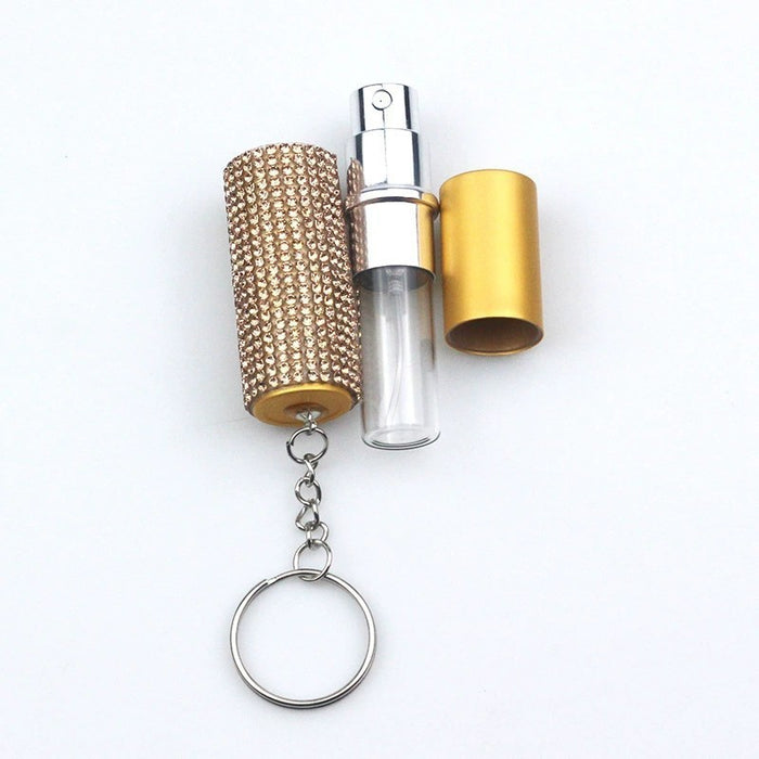 Wholesale Plastic 5ml Half Diamond Perfume Bottle Keychain JDC-KC-ZY025