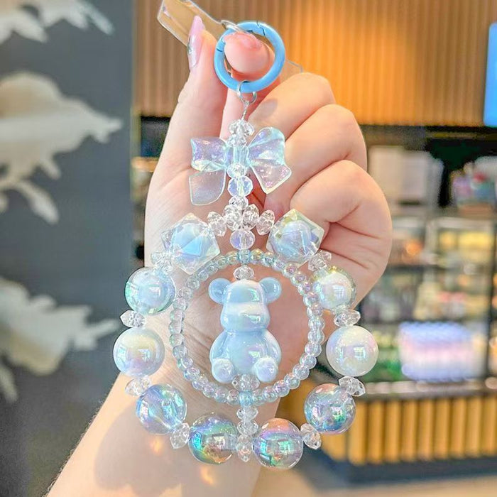 Wholesale Cute Double-Sided Bear Handmade Beaded Acrylic Keychain