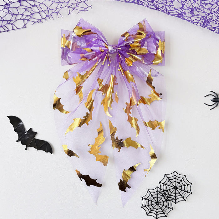 Wholesale  Tulle Bow Hair Clips Black Gold  Web Pumpkin Spring Clip Party Hair Accessory