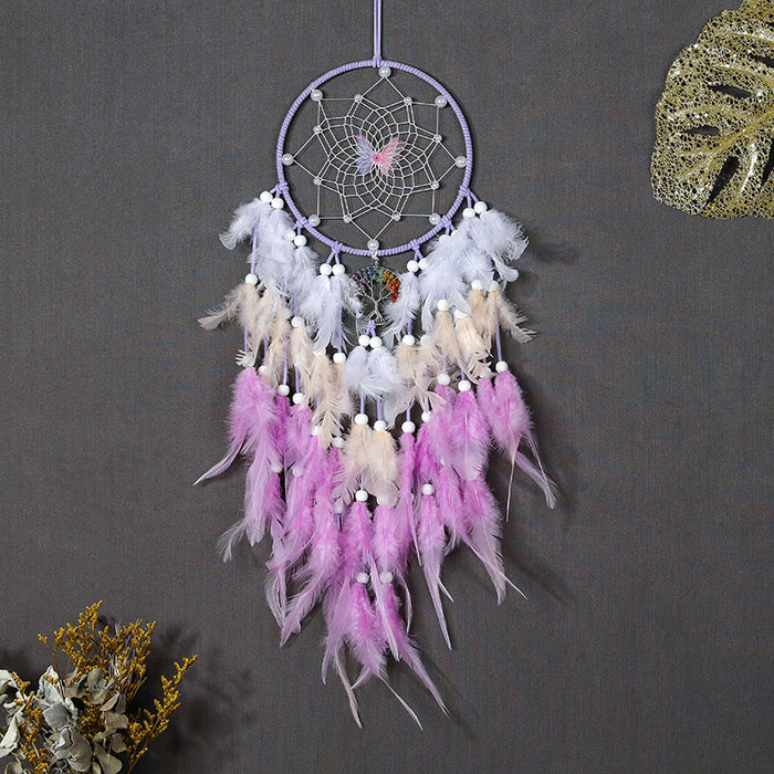 Wholesale Handmade Pearl Woven Four Color Butterfly Dream Catcher JDC-DC-ZH027