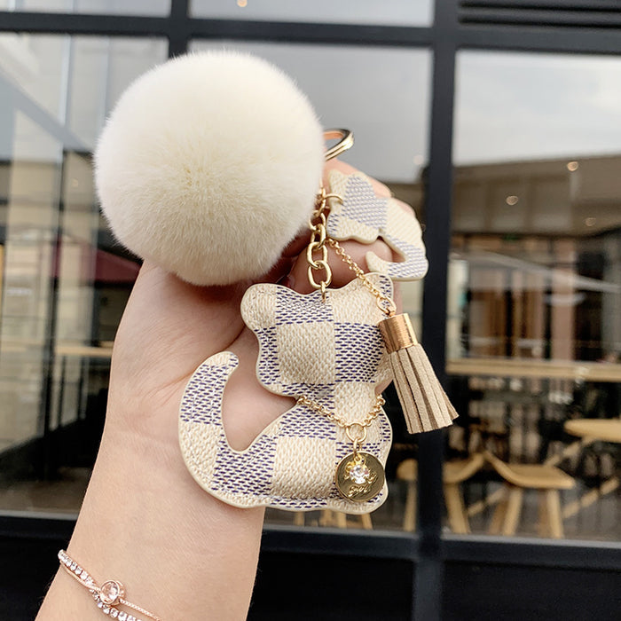 Wholesale Leather Cartoon Fur Ball Keychain (F) JDC-KC-ChengX001