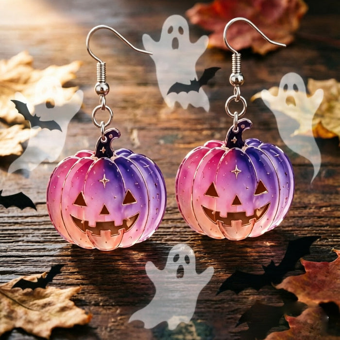 Wholesale  Acrylic Pumpkin Head Earrings Retro Festival Jewelry Accessory MOQ≥2