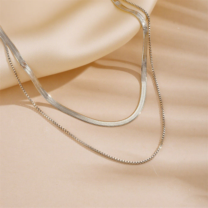 Wholesale 2pcs Simple and stylish  snake chain cross- hop jewelry chain set stainless steel chain necklace
