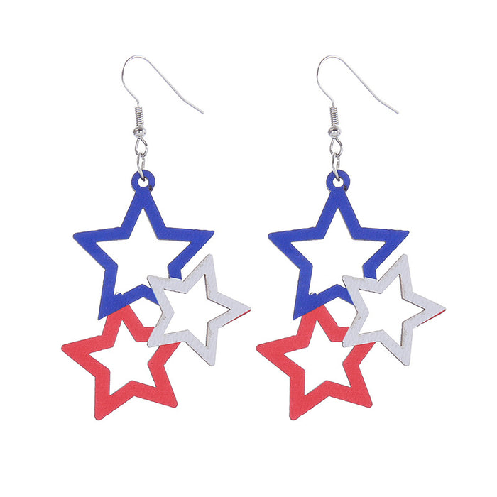 Wholesale Hollow Wooden Independence Day Earrings JDC-ES-ChouTteng017