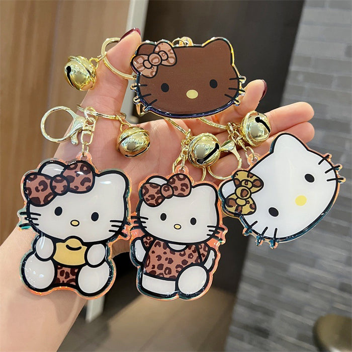 Wholesale 5 PCS Cute Cartoon Leopard Print Acrylic Keychain for Men and Women