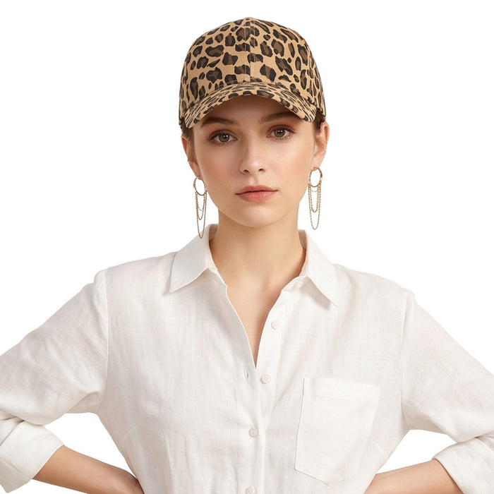 Wholesale Trendy Leopard Print Women' s Baseball Cap High Quality Sun Protection Hat Boutique Gift