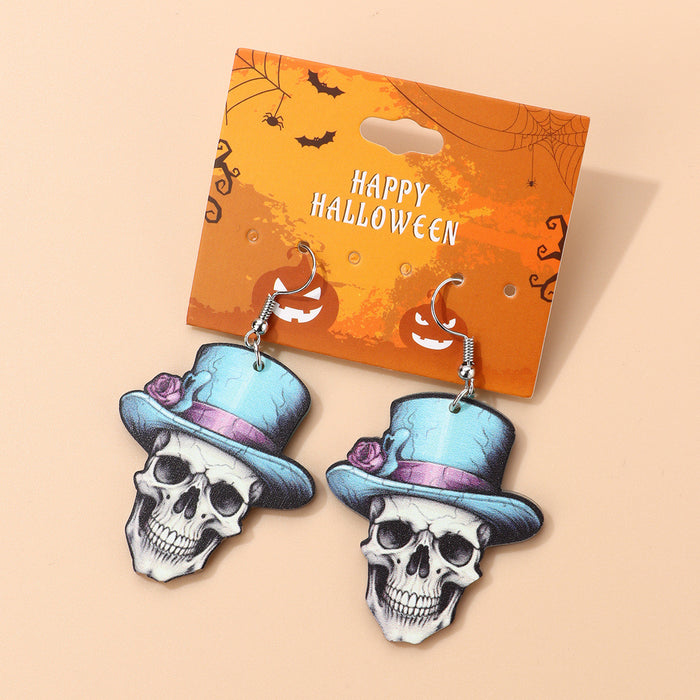 Wholesale  Earrings Ghost Bat Pumpkin Skull  Holiday Party Wooden Earrings