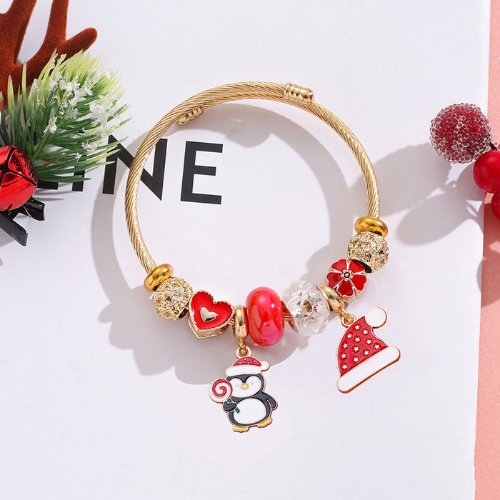 Wholesale Christmas Tree Elk Snowflake Stainless Steel Bracelet Women Jewelry Accessory MOQ≥2