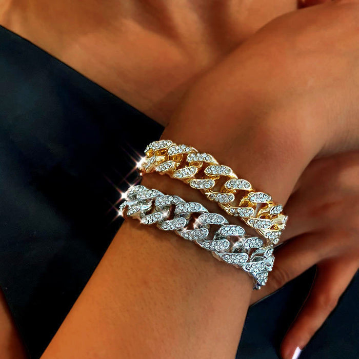 Wholesale Thick Chain Bracelet  Flash Diamond Bracelet Street Fashion Cool Accessories