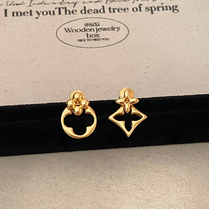 Wholesale Geometric Asymmetrical Openwork Flower Stud Earrings