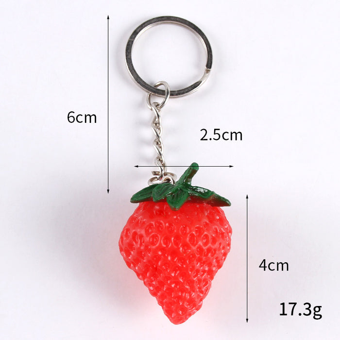 Wholesale Lovable PVC Strawberry Keychain Bag Charm Creative Simulated Fruit Keyring Trendy Car Key Accessory Boutique Gift