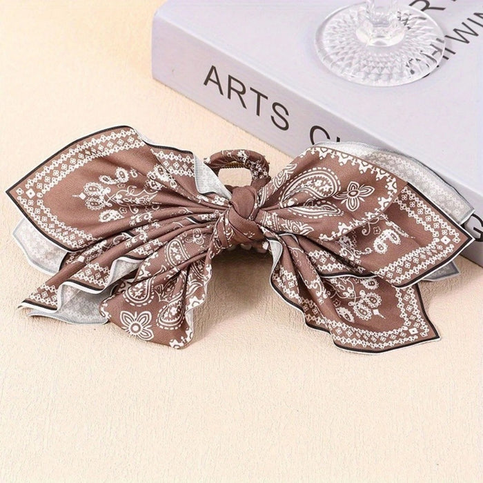 Wholesale Double sided cashew flower grab clip bow shark clip hair accessory