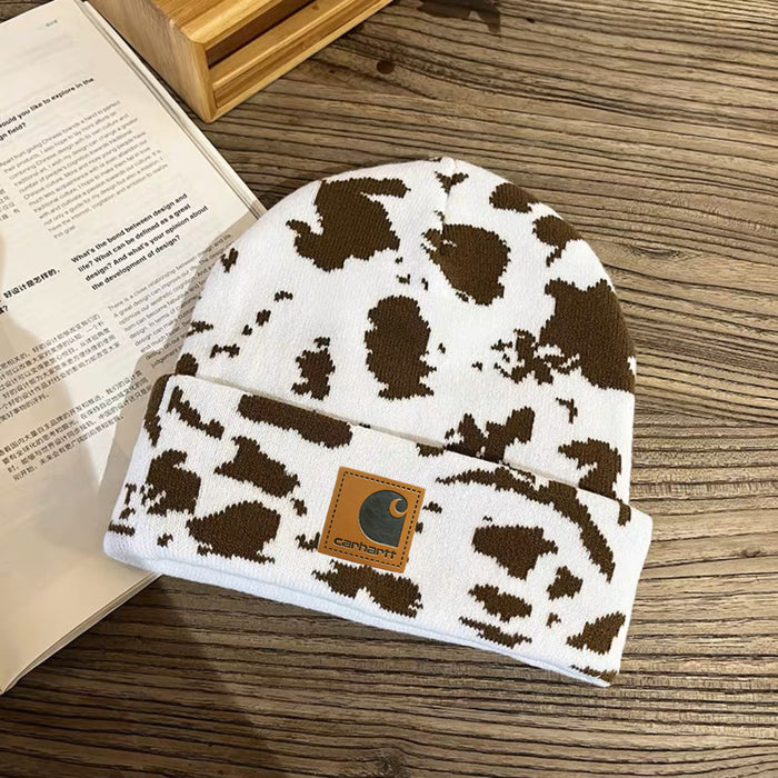 Wholesale black and white retro fashion milk pattern knitted wool hat