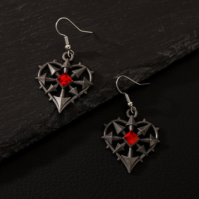 Wholesale Red Stone Heart Earrings Women's Retro Halloween Love Earrings